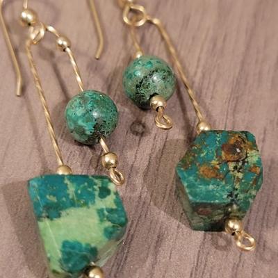 Custom 10k Gold & Turquoise Earrings
