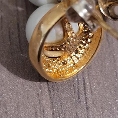 Antique Sterling & Pearl Engagement Ring & Gold over Sterling Pearl Earrings