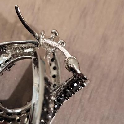 Sterling Silver & Black and Clear Crystal Earrings
