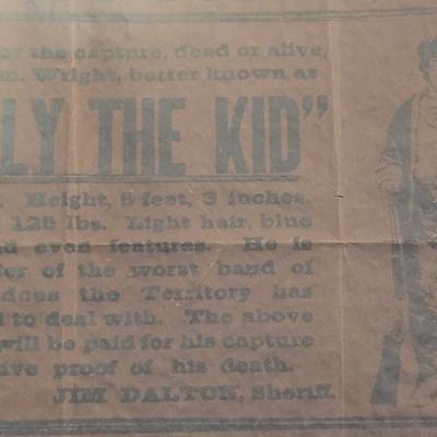 Vintage Repro Framed Billy The Kid Wanted Poster
