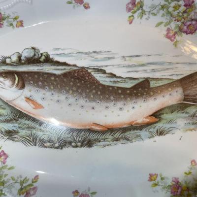Antique Royal Austria Oval Salmon Fish Platter by O&EG 18" Long & 10" Wide in Good Preowned Condition.