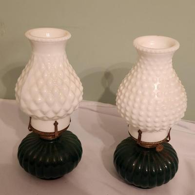 Milk glass oil lamps - 2