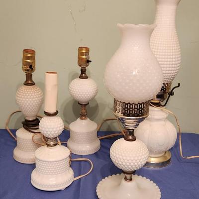 Milk glass lamps - as is - 5