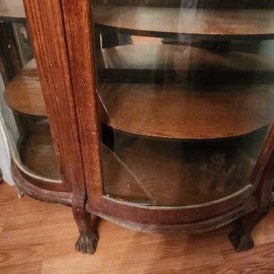 Antique China cabinet- front glass pieces is broken but could be removed.