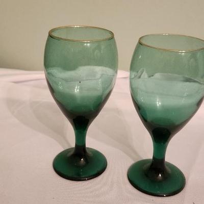Green and Gold wine glasses - 2