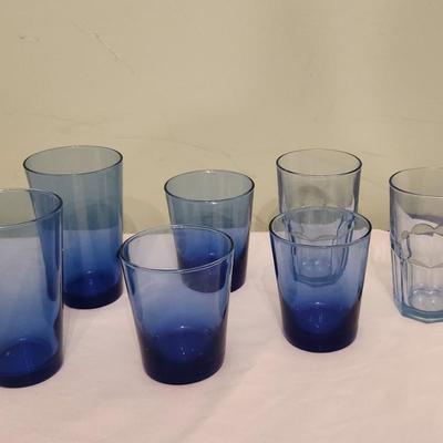 Blue glass cups - 7