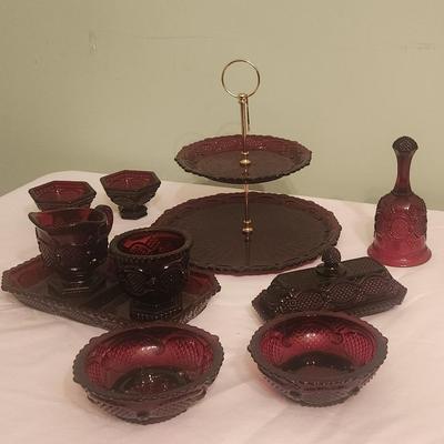 Red glass set & mug - 11