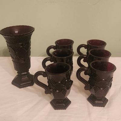 Red glass mug & vase - 7