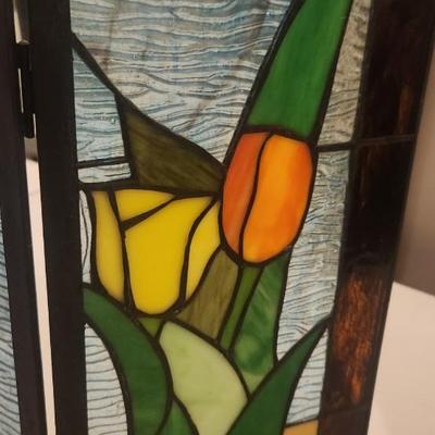 Stain glass fire place cover