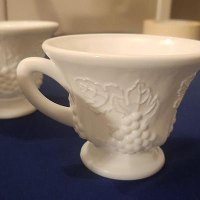 Milk glass tea cup w/grapes - 20