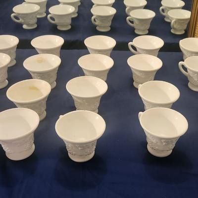 Milk glass tea cup w/grapes - 20