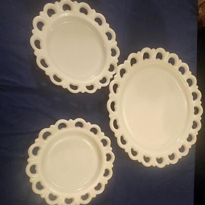 Milk glass serving plates - 3
