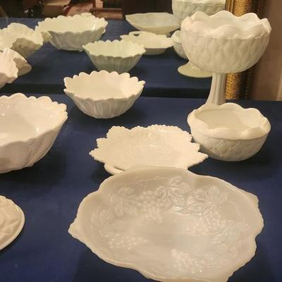 Assorted milk glass - 8