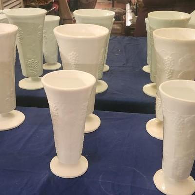 Milk glass w/grape inlay - 6