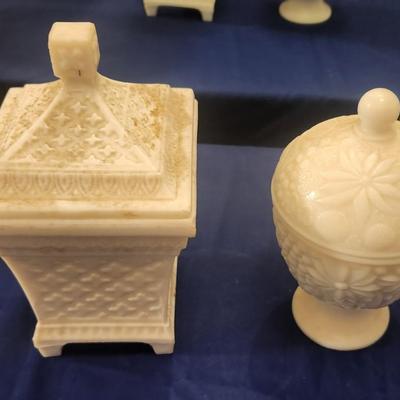 Milk glass w/lid - 2