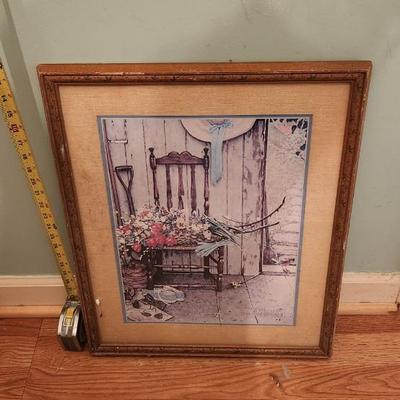 Chair w/basket of flowers picture