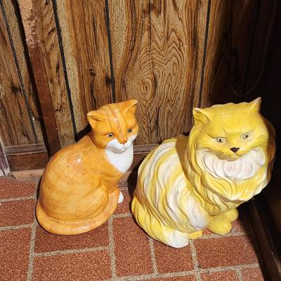 Porcelain cats yellow and orange