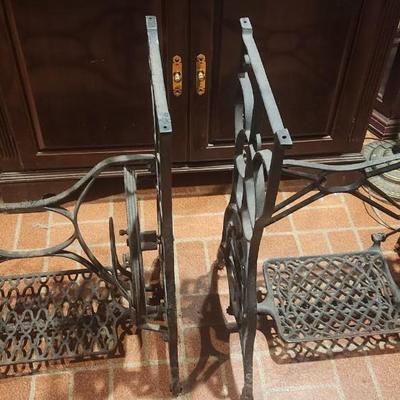 Set of iron sewing machine stands - 28" tall