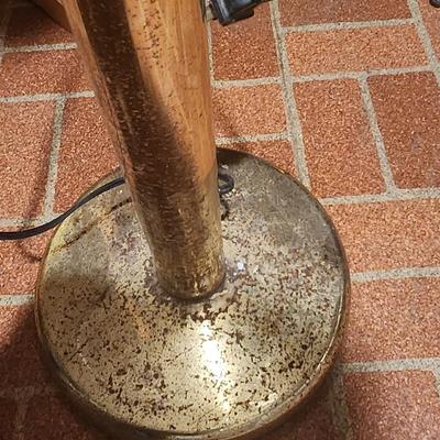 Rusty brass floor lamp w/glass shades