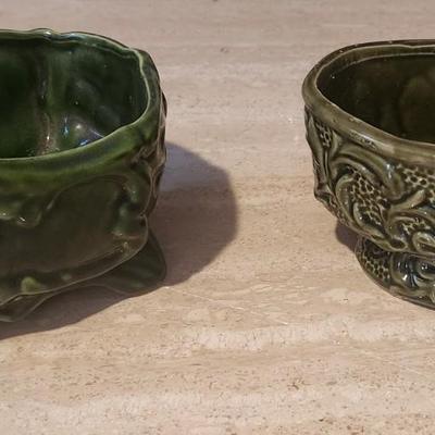 Green glass plant pots - 2
