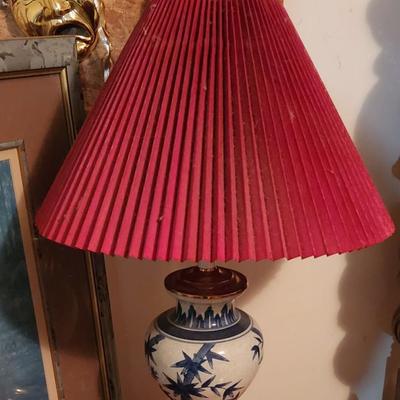 Lamp with red shade