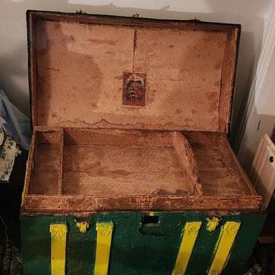 Painted green trunk