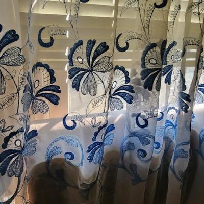 Sheer w/blue embroidered curtains