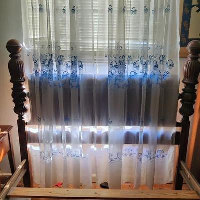 Sheer w/blue embroidered curtains