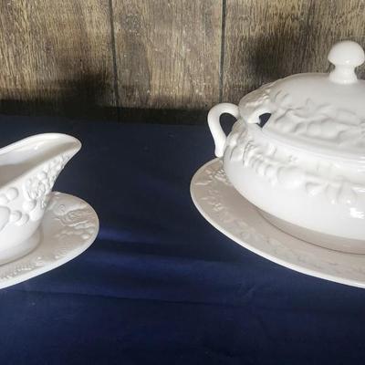 White serving pieces - 2 sets