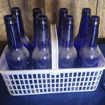 Blue glass bottles