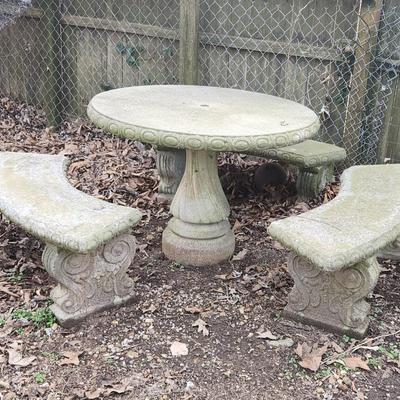 Concrete table & benches