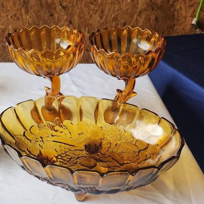 Gold glass goblet & bowl