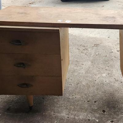 Mid-century solid wood desk - oak