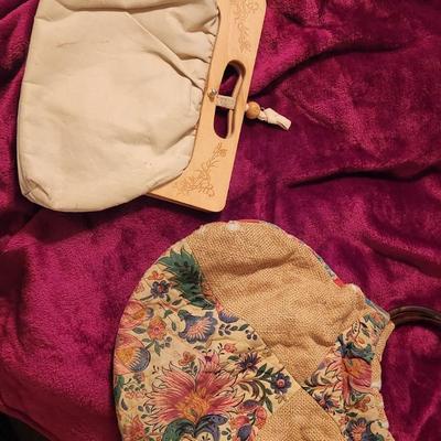 Wood handle vintage purses - 2