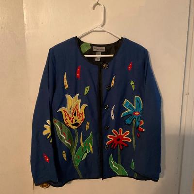 Indigo Moon blue floral jacket size med