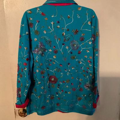Teal floral beaded shacket size med