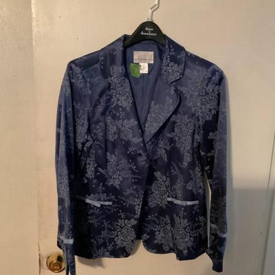 Susan Graver navy floral blazer size med