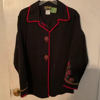 Black jacket w/red embroider floral size med
