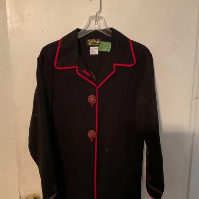 Black jacket w/red embroider floral size med