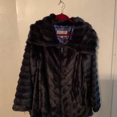 Dennis Basso purple faux fur size small