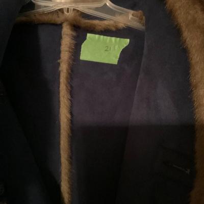 Brown faux fur & suede hooded coat size med