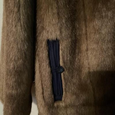 Brown faux fur & suede hooded coat size med
