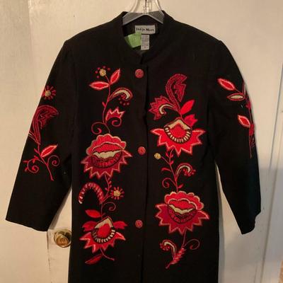 3/4 length red embroidered floral size med