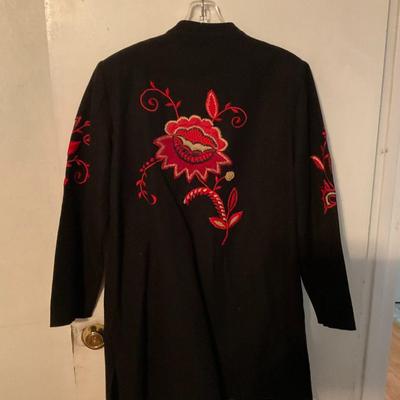 3/4 length red embroidered floral size med