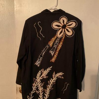 Indigo Moon black w/khaki floral jacket size med