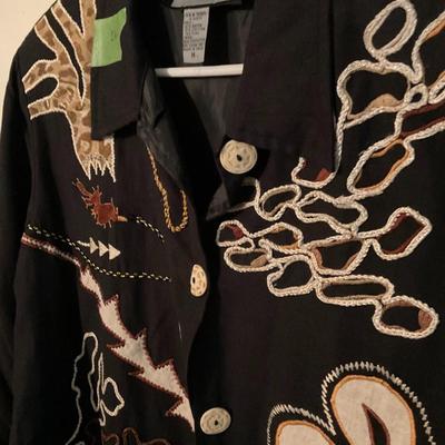 Indigo Moon black w/khaki floral jacket size med