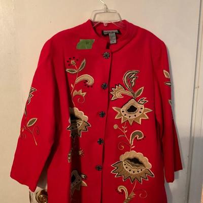 Indigo Moon red floral jacket medium