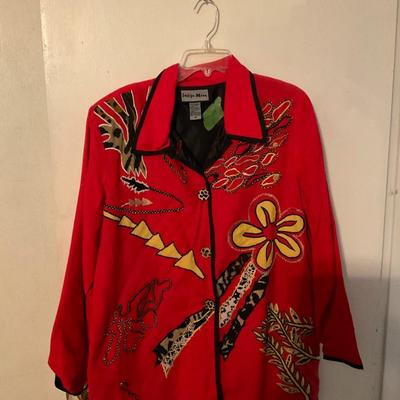 Indigo Moon red floral jacket medium