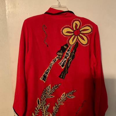 Indigo Moon red floral jacket medium