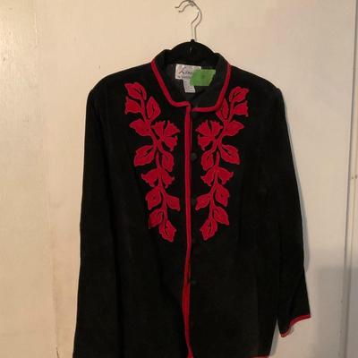 black suede red leaf jacket medium